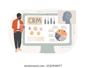 CRM with AI-Generated Insights abstract concept vector illustration. Sales. Customer Relationship Management systems with insights on customer behavior. AI Technology. abstract metaphor.