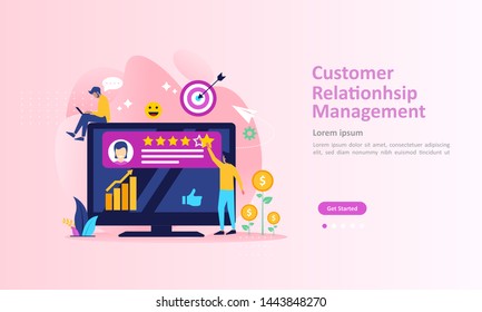 CRM, Business customer relationship management concept, Analysis customer service, Suitable for web landing page, ui, mobile app, banner template. Vector Illustration. 