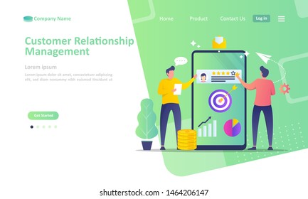 CRM, Business customer relationship management concept, Analysis customer service, Suitable for web landing page, ui, mobile app, banner template. Vector Illustration. 