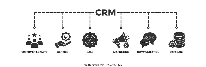 crm, business, strategy, marketing, technology, customer icon set. Outline icons collection. Simple vector illustration	