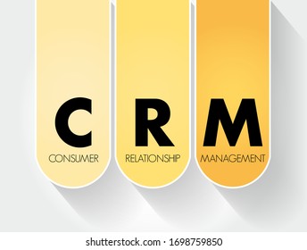 CRM Consumer Relationship Management - combination of practices, strategies and technologies that companies use to manage and analyze customer interactions, acronym text concept background