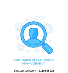 CRM, customer relationship management, client retention vector icon