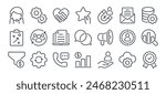 CRM customer relationship management editable stroke outline icon isolated on white background flat vector illustration. Pixel perfect. 64 x 64