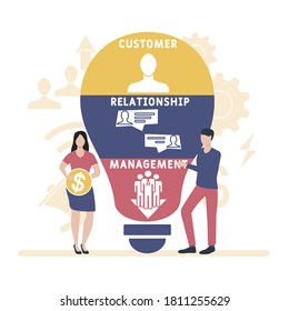 CRM : Customer relationship management. Flat icons of accounting system, clients, support, deal. Organization of data on work with clients, CRM concept. Vector illustration EPS10