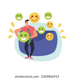 CRM customer relationship management flat composition with conceptual clients engagement icons gadgets and people vector illustration
