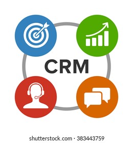 CRM - Customer Relationship Management Flat Vector Color Icon For Apps And Websites