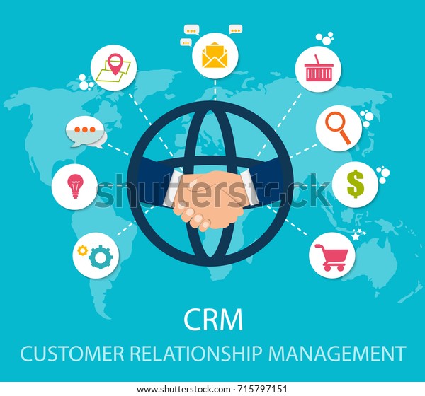 Crm 顧客間関係管理 会計システム クライアント サポート 取引のフラットなアイコン クライアントとの作業に関するデータの編成 Crm のコンセプト ベクターイラストeps10 のベクター画像素材 ロイヤリティフリー