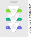 CRM customer relationship management for infographic with drop shadow style with round triangle bottom direction with stacked list with 3 point list information vector
