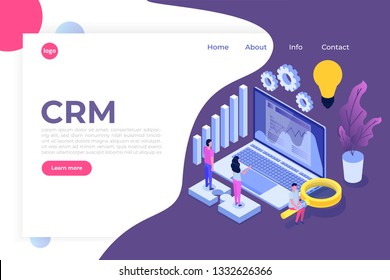 CRM - Customer relationship management isometric concept. Vector illustration