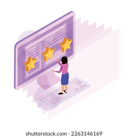 CRM customer relationship management isometric composition with conceptual icons of social networking with people vector illustration