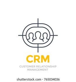 CRM, customer relationship management line icon on white