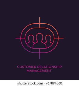 CRM, customer relationship management linear icon