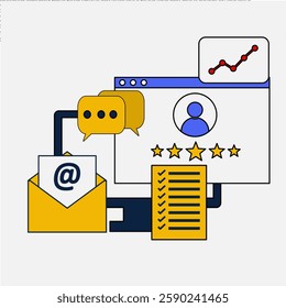 CRM ,CRM customer relationship management software concept, CRM application managing business, business analysis. vector illustration.