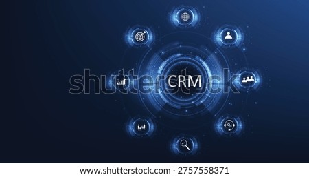 CRM Customer Relationship Management. CRM software automation technology. Increase business sales goal marketing technology concept.