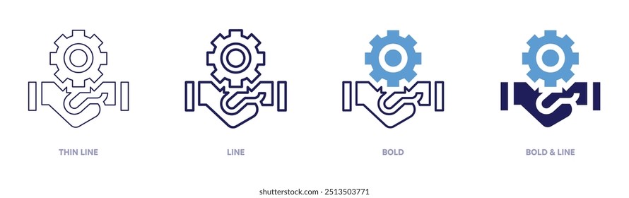 Ícone do Crm em 4 estilos diferentes. Linha fina, Linha, Negrito e Linha Negrito. Estilo duotônico. Traçado editável.