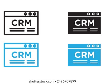 crm-Symbol schwarz-weißes Vektorumrisszeichen