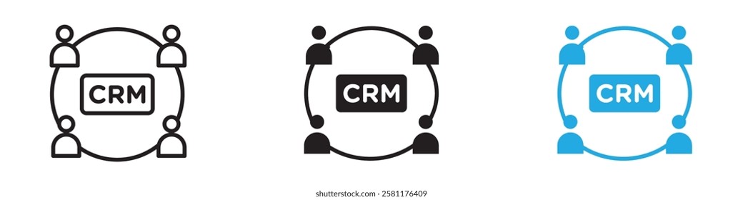 CRM icon black white vector outline