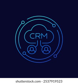 Icono de CRM con Clientes y nube, diseño lineal