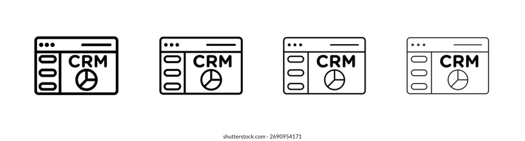 crm icon Flat thin line vector illustration art outline set