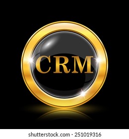 CRM icon. Internet button on black background. EPS10 vector 