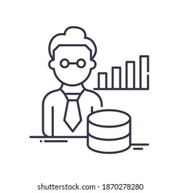 Icono Crm, ilustración lineal aislada, vector de línea delgada, signo de diseño web, símbolo de concepto de contorno con trazo editable sobre fondo blanco.