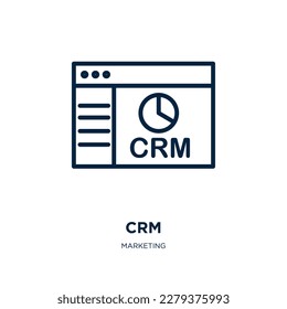 crm icon from marketing collection. Thin linear crm, business, management outline icon isolated on white background. Line vector crm sign, symbol for web and mobile