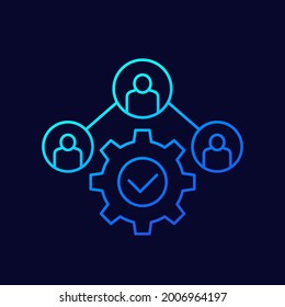 Icono de CRM con personas, diseño lineal