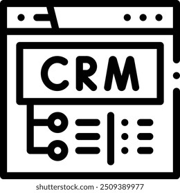 Icono de CRM. Diseño De Estilo Lineal Delgado Aislado Sobre Fondo Blanco
