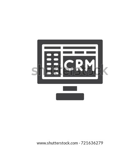 crm icon vector, filled flat sign, solid pictogram isolated on white. Customer relationship management symbol, logo illustration.