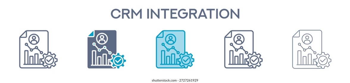 Crm Integration Element For Design Graphic - Multi Styles. Vector Illustration Of Two Colored And Black. Multiple Icons Designs Can Be Used For Mobile, Ui, Web