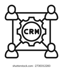 Ilustração vetorial da linha do ícone da integração do crm