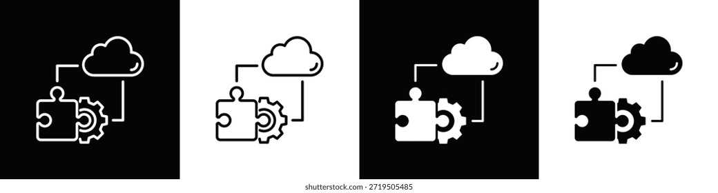 CRM Integration Symbol Set weißer schwarzer Hintergrund Stil
