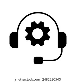 CRM line icon. Headset with bubble speech color editable
