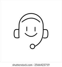 CRM line icon. Headset with bubble speech. Testimonials and customer relationship management concept. Simple outline style. Vector illustration isolated on white background. Editable stroke EPS 10.