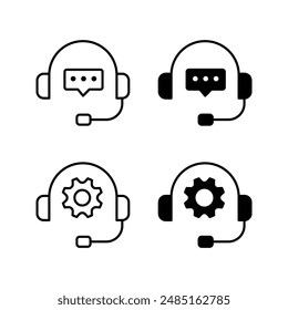 CRM line icon set. Headset with bubble speech color editable