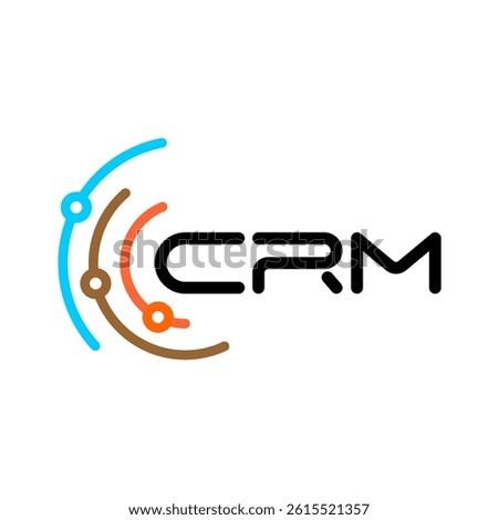 CRM logo - customer relationships management concept with letter and abstract graphic tech symbol. Editable stroke.