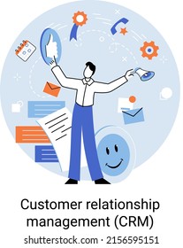 CRM-Metapher. Kundenbeziehungsmanagement. Anwendungssoftware für Unternehmen Automatisierung von Kundeninteraktionsstrategien zur Steigerung des Umsatzes, Optimierung des Marketing, Verbesserung des Kundendienstes