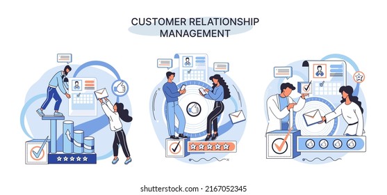 Crm Metaphor Customer Relationship Management Application Stock Vector ...