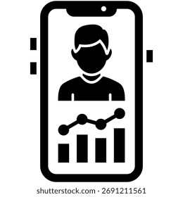 APP móvil de CRM Icono de Vector simple y claro que ilustra una idea o función esencial