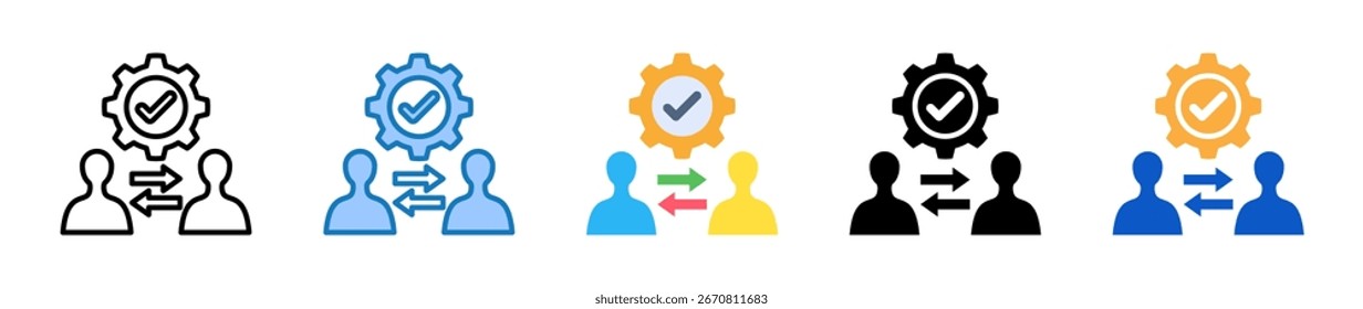 Os ícones de vários estilos do Crm definem a ilustração do vetor de design.