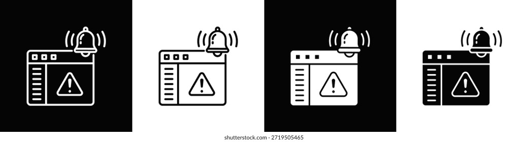 Icono de notificación de CRM Conjunto Blanco Negro Estilo de fondo