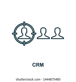 Crm outline icon. Thin line concept element from business management icons collection. Creative Crm icon for mobile apps and web usage.
