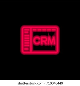 CRM red glowing neon ui ux icon. Glowing sign logo vector