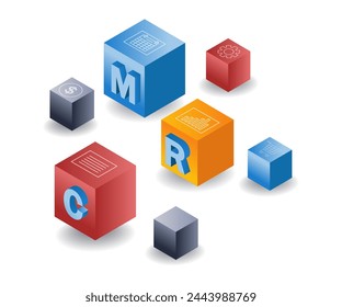CRM smartphone sistema de desarrollo de negocios ilustración 3d isométrica plana