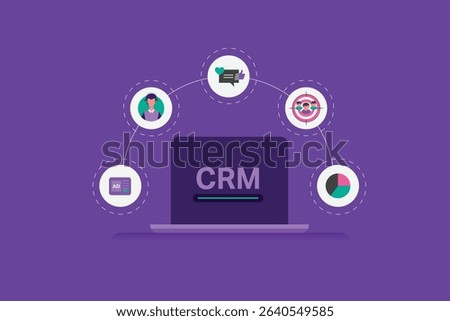CRM software integrating customer management, targeted ad campaigns, audience insights, and business reporting to drive growth.