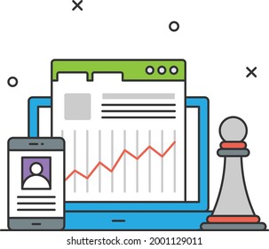 CRM strategic capabilities Concept Vector Icon Design, Business Strategy Symbol, Marketing plan Sign, administration and operational management Stock illustration