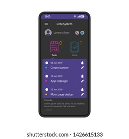 Crm System Smartphone Interface Vector Template Stock Vector (Royalty ...