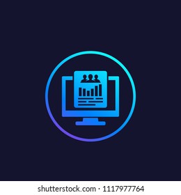 CRM system software icon in circle