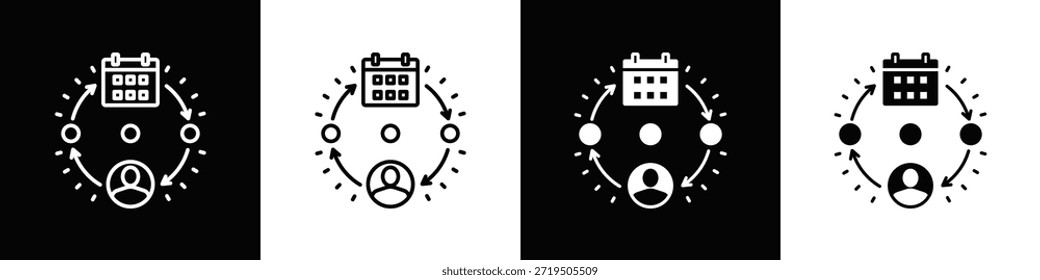 Estilo de Plano de Fundo Preto Branco do Conjunto de Ícones da Linha do Tempo do CRM