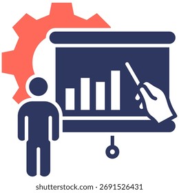 CRM Formación Icono de Vector simple y claro que ilustra una idea o función esencial